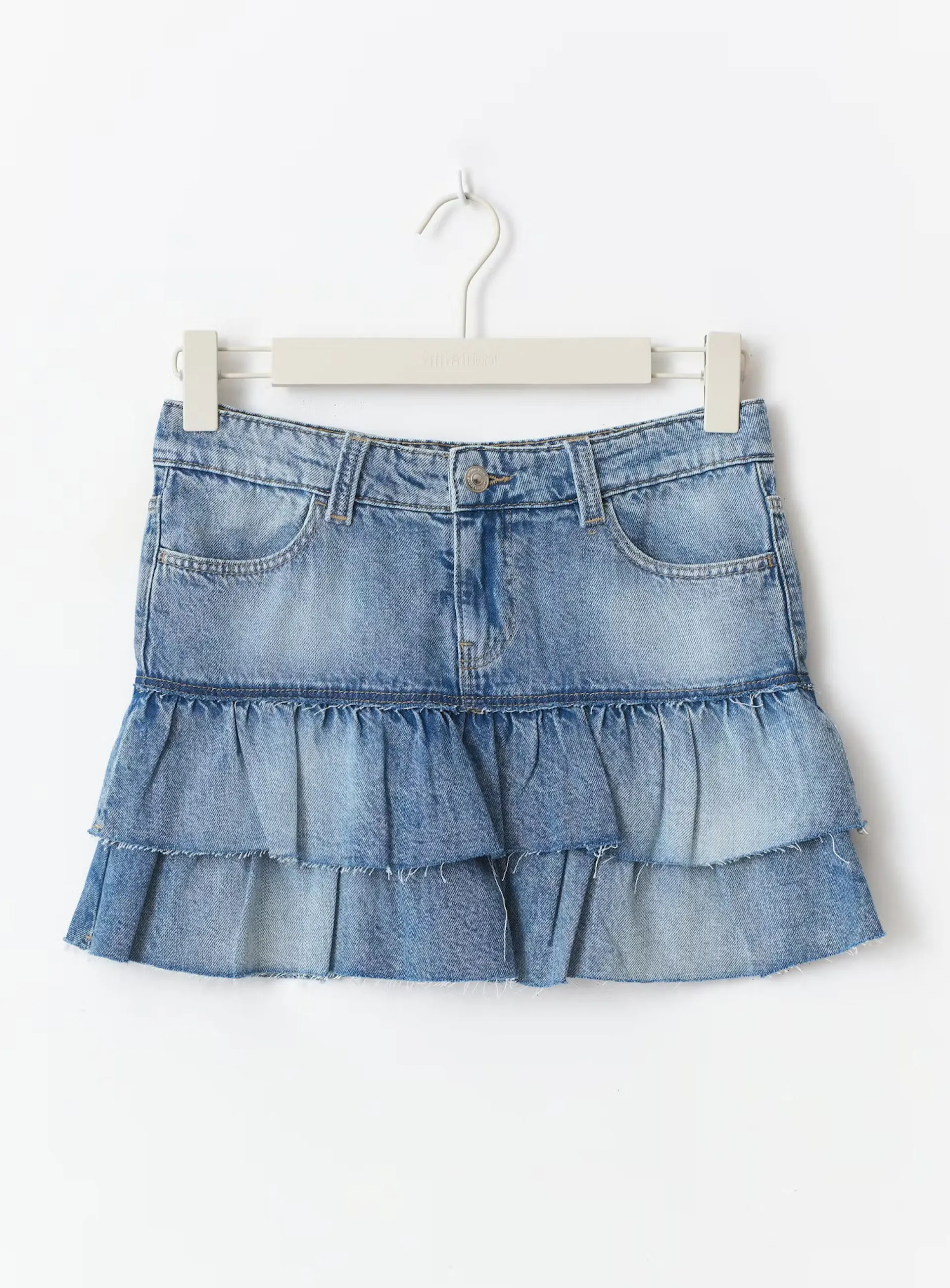 Y denim frill skirt