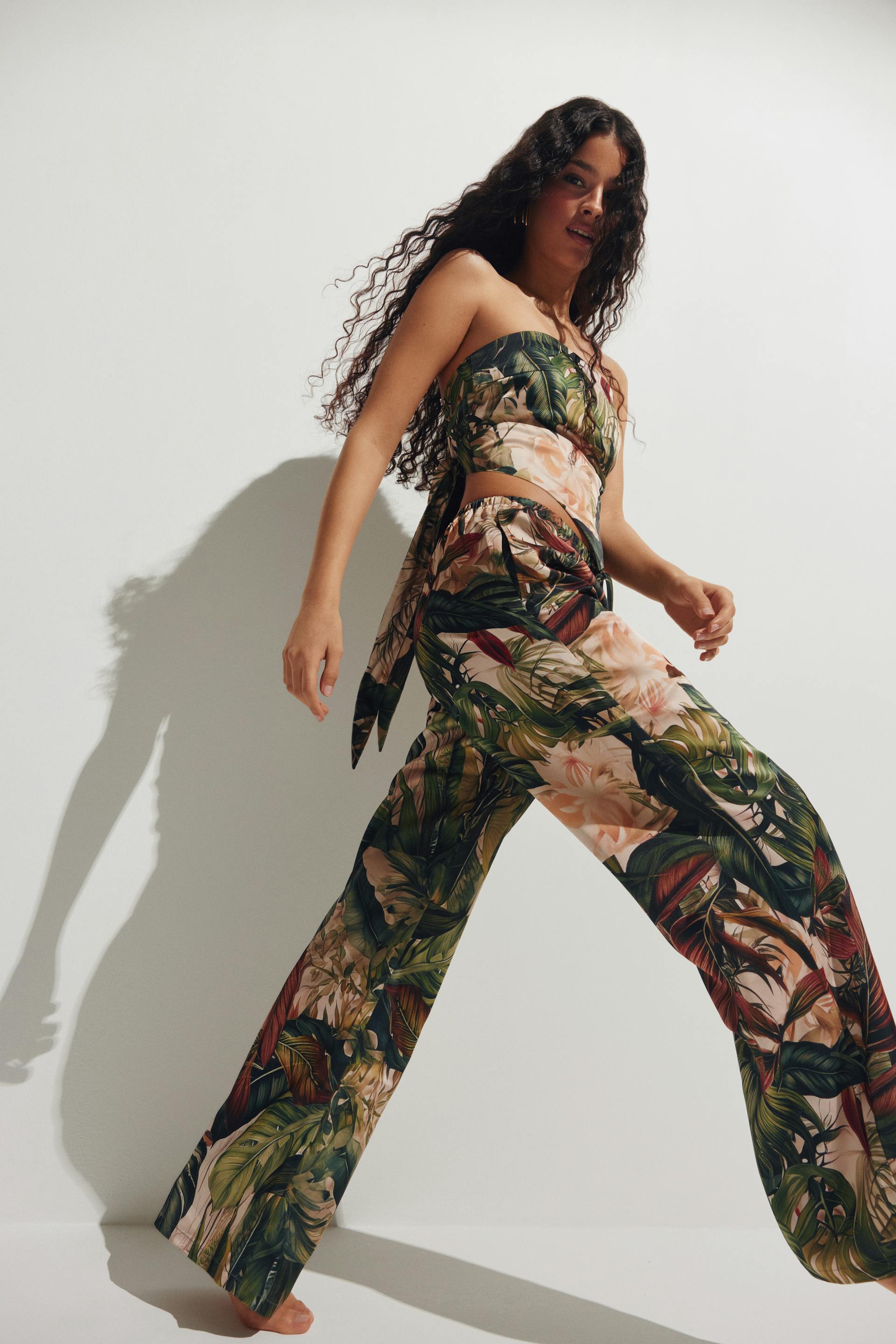 Drawstring satin trousers