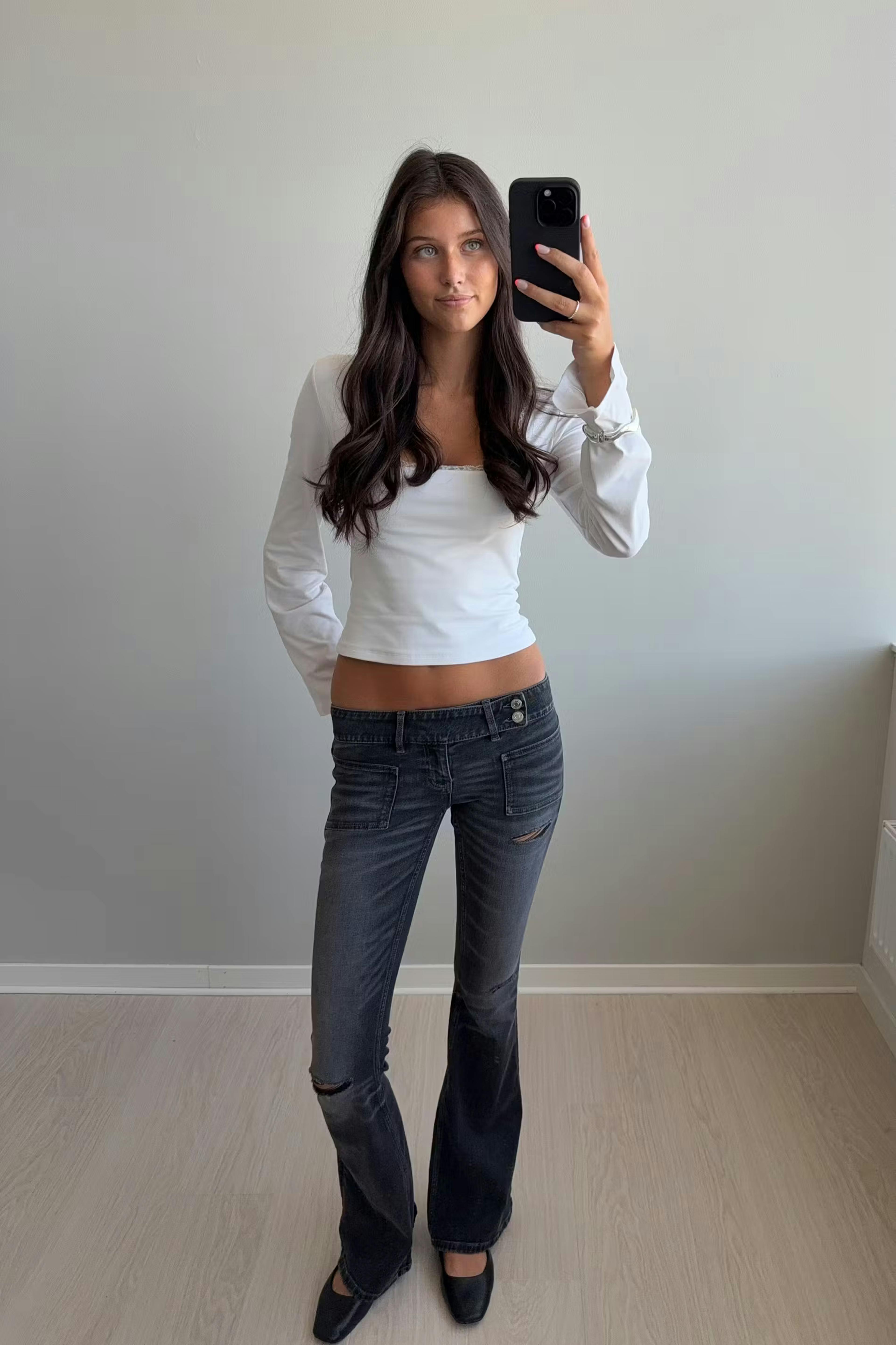 14+ pleated flare jeans tall