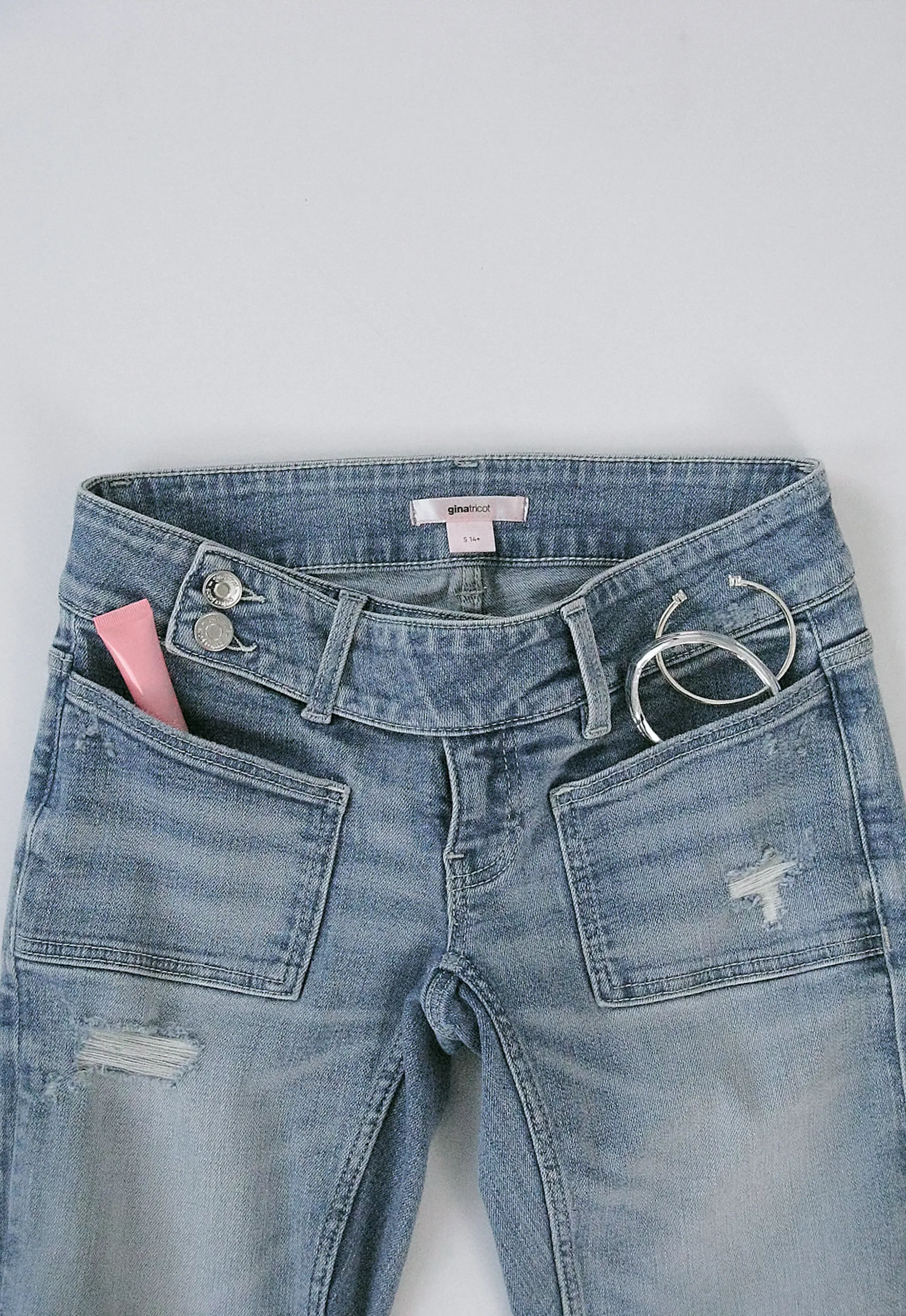 14+ pleated flare jeans